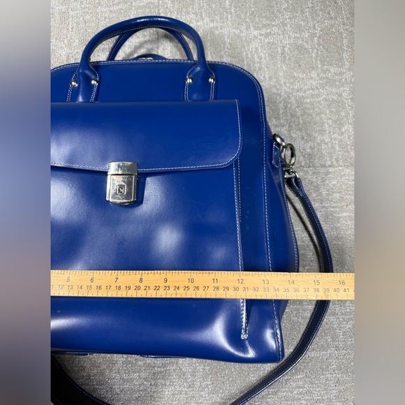 McKlein USA La Grande LEather Vertical Laptop Briefcase Blue Bag - Picture 11 of 13
